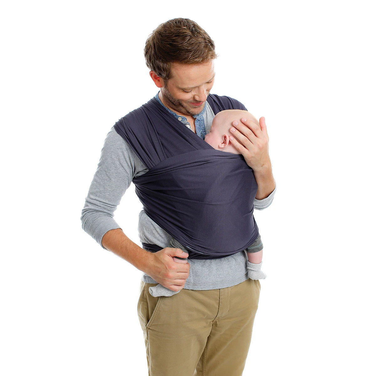 Écharpe De Portage Extensible Respirante Tricot-Slen Cool Navy De Babylonia 1 Écharpe De Portage Extensible Respirante Tricot-Slen Cool Navy De Babylonia