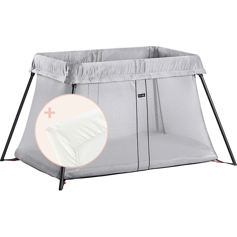 Lit De Voyage Light + Drap Housse Argent De BabyBjörn 1 Lit De Voyage Light + Drap Housse Argent De BabyBjörn
