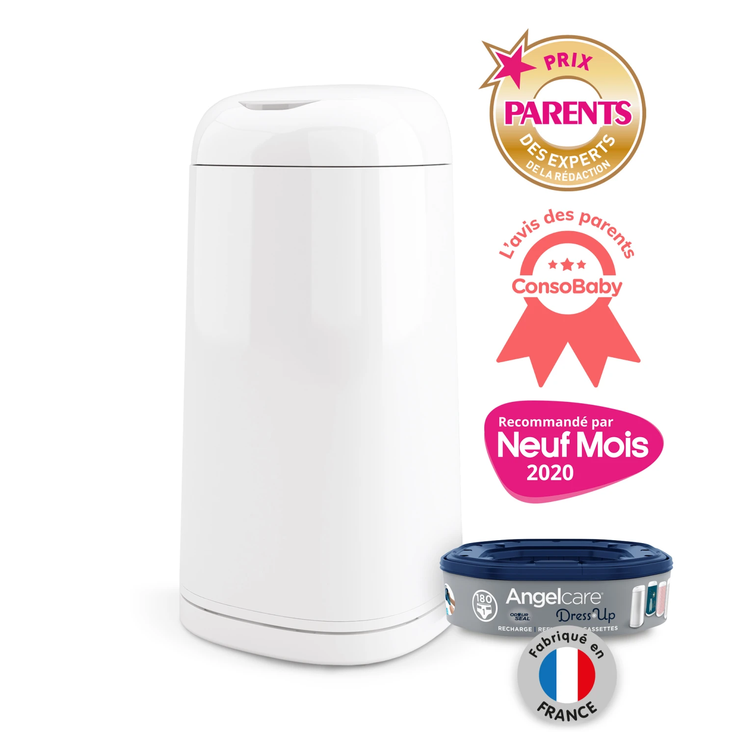 Poubelle à Couches Dress Up Laquée Blanc De Angelcare 2 Poubelle à Couches Dress Up Laquée Blanc De Angelcare – Image 2
