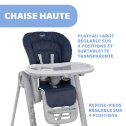 Chaise Haute Polly Magic Relax 4 Roues India Ink De Chicco -Bébé Boutique 01107880 3