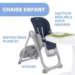 Chaise Haute Polly Magic Relax 4 Roues India Ink De Chicco -Bébé Boutique 01107880 4