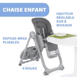 Chaise Haute Polly Magic Relax 4 Roues Graphite De Chicco -Bébé Boutique 01107881 4
