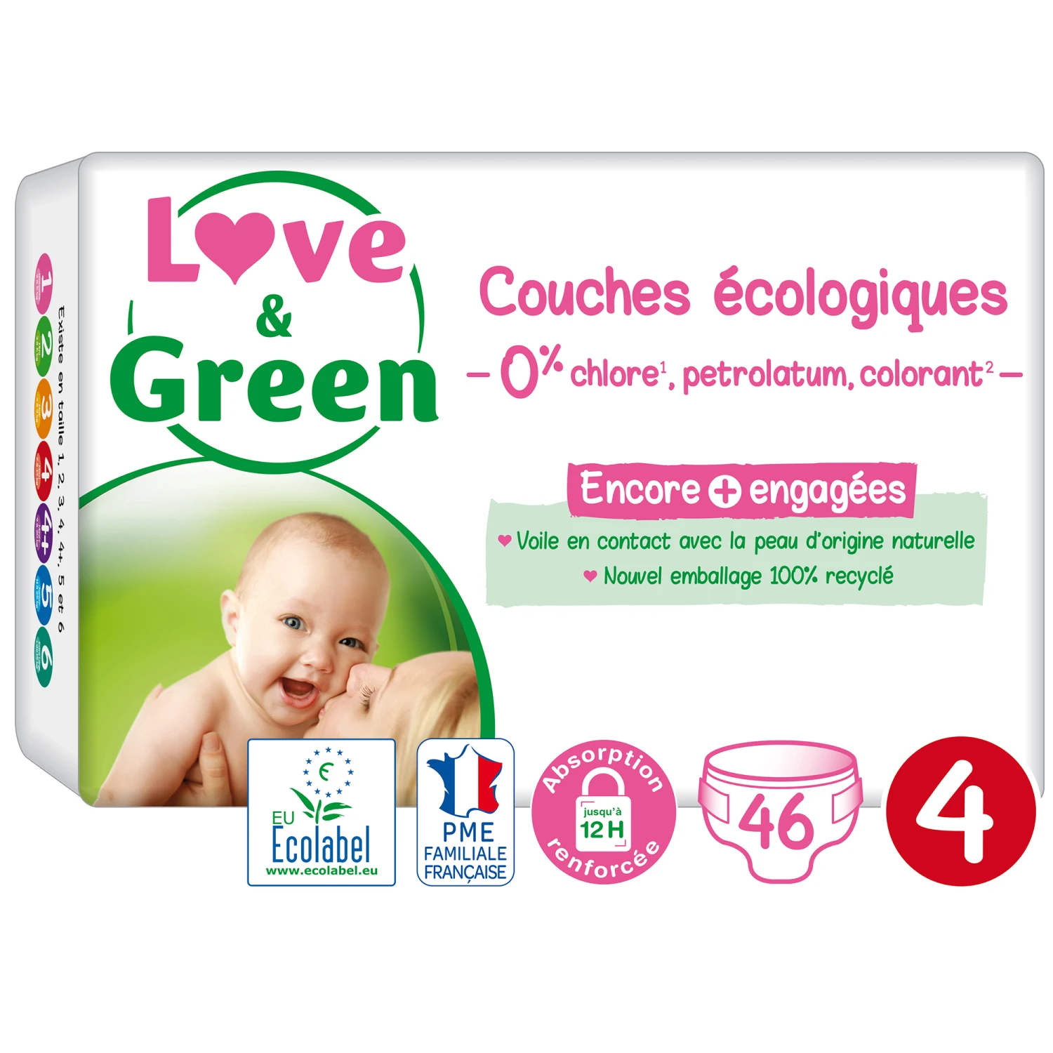 Couches écologiques Blanc T4 De Love & Green 1 Couches écologiques Blanc T4 De Love & Green