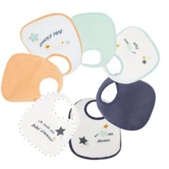 Lot De 7 Bavoirs Naissance Baby Love Garçon De Trois Kilos Sept