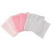 Lot De 6 Lingettes Lavable En Mousseline Blanc/rose 10 X 10 Cm De Trois Kilos Sept